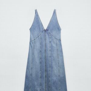 Zara Blue Denim Midi Dress